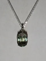 Unique 7ct Natural Green Zircon Pendant Open Back 4 prong Claw Sterling