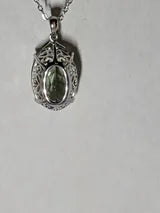 Unique 7ct Natural Green Zircon Pendant Open Back 4 prong Claw Sterling