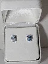 Natural Sky Blue Topaz Oval Stud/Post Earrings 2ctw