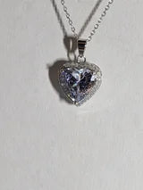 Heart Shaped Cubic Zirconia Necklace 5ct with Natural Zircon Halo