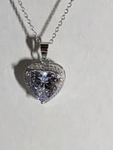 Heart Shaped Cubic Zirconia Necklace 5ct with Natural Zircon Halo