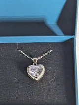 Heart Shaped Cubic Zirconia Necklace 5ct with Natural Zircon Halo