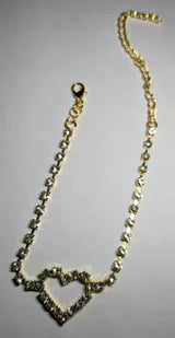 Rhinestone Gold Heart Anklet