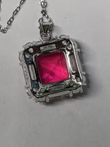 Genuine Pink Paraiba Tourmaline Necklace with Genuine Zircon Accents 6.3CTTW