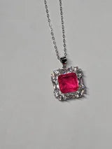 Genuine Pink Paraiba Tourmaline Necklace with Genuine Zircon Accents 6.3CTTW