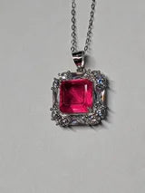 Genuine Pink Paraiba Tourmaline Necklace with Genuine Zircon Accents 6.3CTTW