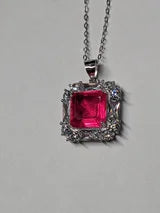 Genuine Pink Paraiba Tourmaline Necklace with Genuine Zircon Accents 6.3CTTW