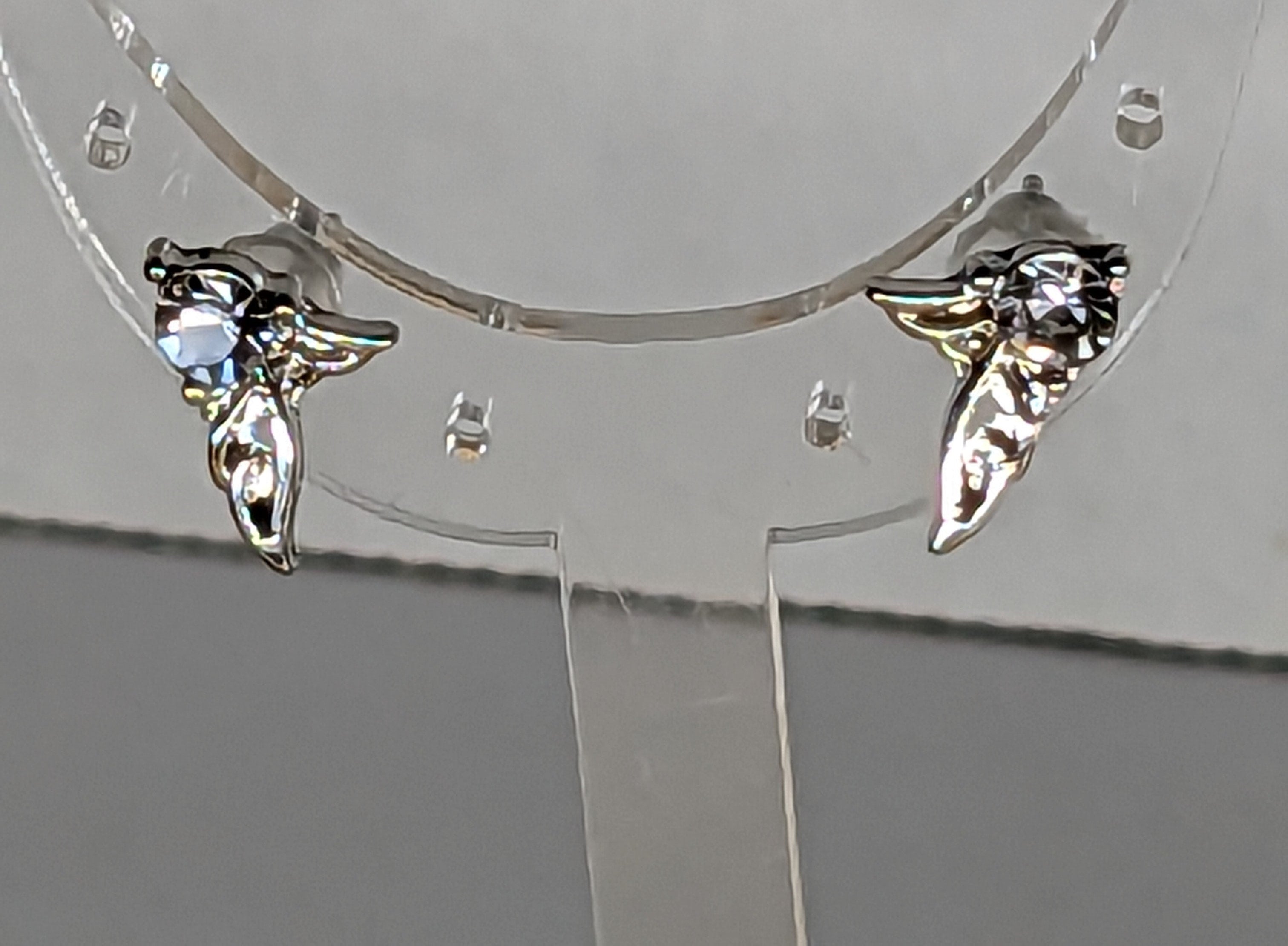 Angel WIng Stud Fashion Earrings with CZ Accent