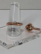 Bridal Rose Gold Peach Champaign 2 pc wedding ring set 3ct CZ