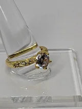 Gold Twisted Band with Pedestal 3.46ct CZ Engagement Ring