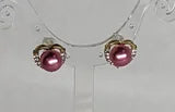 Heart Shape Stud Crystal and Faux Pearl Fashion Earrings pink or white