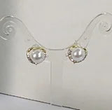 Heart Shape Stud Crystal and Faux Pearl Fashion Earrings pink or white