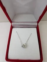 White Radiant Cut Sapphire Solitaire Necklace 1.36ct