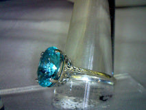 Natural Blue Aquamarine Oval Solitaire Ring 3ct size 8