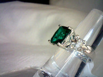 Natural 5 Carat Blue-green Princess Cut Topaz Ring Size 7