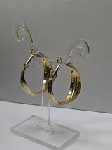 Large 1 1/4 inch Spun Gold Hoop Earrings Lever Post Back