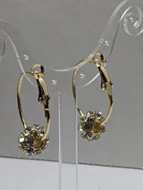 Designer 1 inch Hoop Earrings With Studded .46cttw Zircon Gemstone Charm Balls