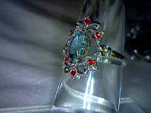 Natural Aquamarine Ring 2ct Marquise Cut With Garnet accents