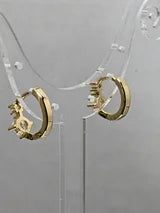 Small Gold Hoop Earrings with 2 Zircon Gemstones .32cttw