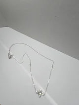 Elegant .34ct Moonstone and Zircon Sterling Silver Station Necklace