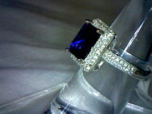 Blue Sapphire Ring 5ct Princess cut with halo