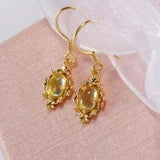 Yellow Lemon Crystal Quartz Dangle Earrings