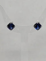 Blue Tanzanite Ascher Cut Stud Earrings