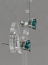 Blue Paraiba Tourmaline aka Deep Teal aka Turquoise Ascher Cut Stud Earrings