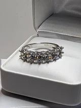 High Carbon Oval Diamonds Ring Half Eternity Band 2cttw