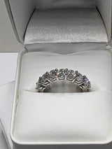 High Carbon Oval Diamonds Ring Half Eternity Band 2cttw