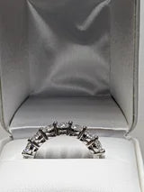 High Carbon Oval Diamonds Ring Half Eternity Band 2cttw