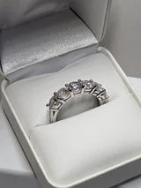 High Carbon Round Cut Diamonds Ring Half Eternity Band 2cttw