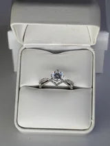 Classic Chevron 1ct Diamond Ring with Half Band Accents