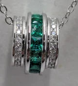 8.55ct Channel Set Emerald Charm Necklace