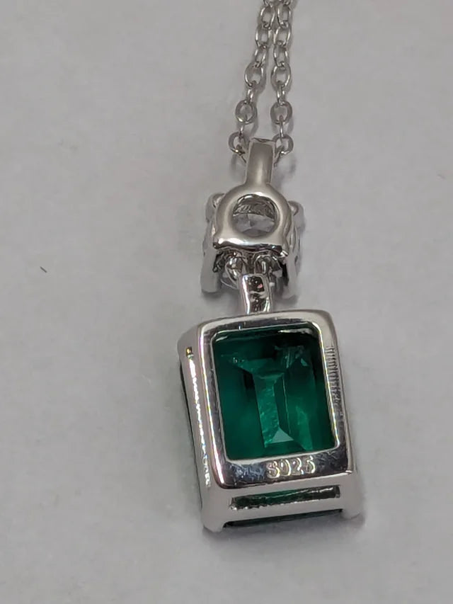 back of Emerald cut necklace 