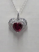 4.5ct Heart Cut Red Faceted Natural Corundum Ruby Necklace