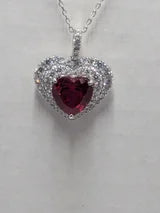 4.5ct Heart Cut Red Faceted Natural Corundum Ruby Necklace