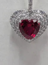 4.5ct Heart Cut Red Faceted Natural Corundum Ruby Necklace