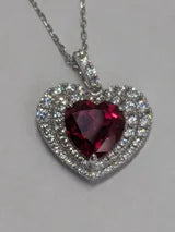 4.5ct Heart Cut Red Faceted Natural Corundum Ruby Necklace