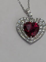 4.5ct Heart Cut Red Faceted Natural Corundum Ruby Necklace