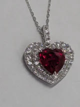 4.5ct Heart Cut Red Faceted Natural Corundum Ruby Necklace