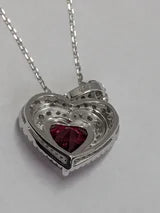 4.5ct Heart Cut Red Faceted Natural Corundum Ruby Necklace