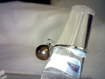 Natural Black Cultured Pearl Ring 6mm .9ct